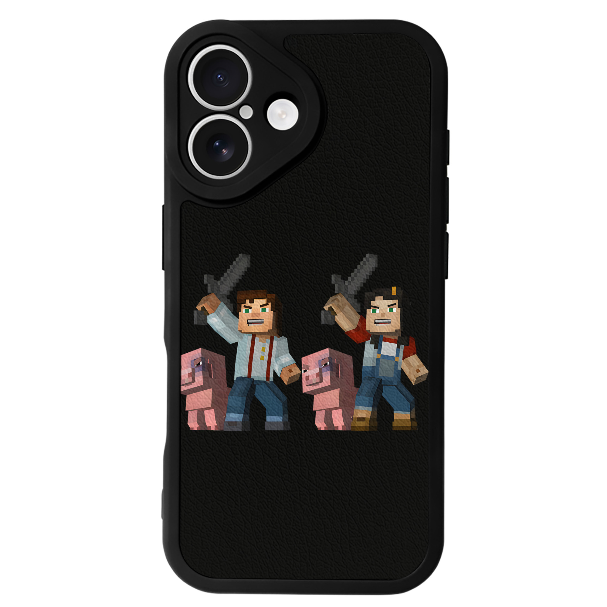 （画像用） マインクラフト ブロックの世界 Minecraft MC Block world 【iPhone 16シリーズ対応】シリコンスマホケース（レザー調） 材質：シリコン